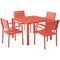 Mod Furniture - Luna Patio Dining Set, Includes 4 Slat Dining Chairs and 41 in. Slat Dining Table | LUNADN5PCST-CR
