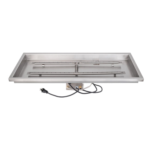 The Outdoor Plus - 24" x 12" Rectangular Rasied Lip Drop-in Pan & 18" x 6" Stainless Steel 'H' Burner - OPT-RLRCT2412