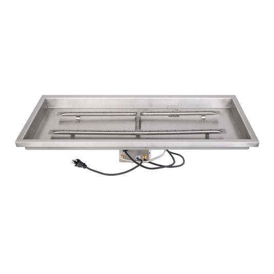 The Outdoor Plus - 30" x 12" Rectangular Rasied Lip Drop-in Pan & 24" x 6" Stainless Steel 'H' Burner - OPT-RLRCT3012