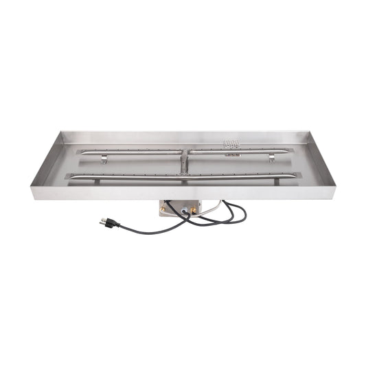 The Outdoor Plus - 30" x 12" Rectangular Lipless Drop in Pan Stainless Steel Linear Burner - OPT-LTRCT3012