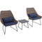 Mod Furniture - Montauk 3-Piece Wicker Patio Seating Set with Navy Cushions | MONTK3PC-NVY