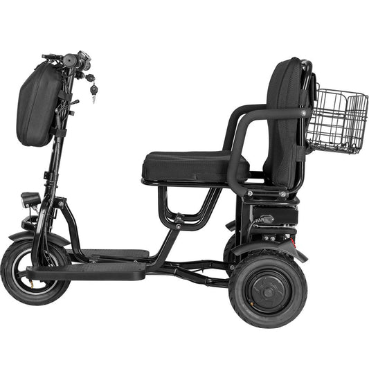 MotoTec - MotoTec Folding Mobility Electric Trike 48v 700w Dual Motor Lithium Black | MT-FOLD-TRK-700