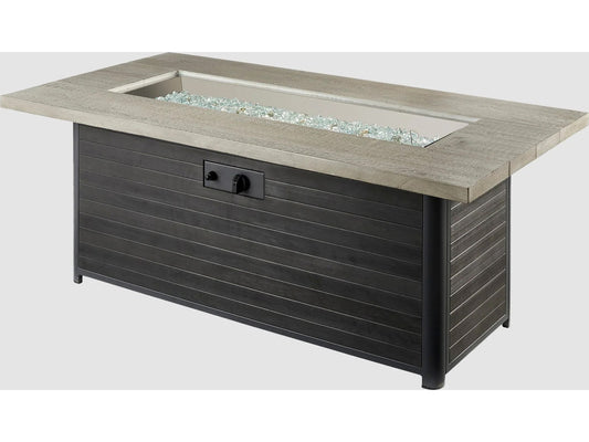 Outdoor Greatroom - Cedar Ridge Steel 61''W x 32''D Rectangular Linear Gas Fire Pit Table with Direct Spark Ignition