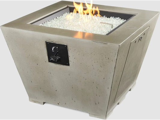 Outdoor Greatroom - 37’’ Wide - Cove Super Cast Concrete Fire Pit Bowl - Natural Grey - Direct Spark Ignition