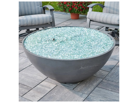 Outdoor Greatroom - 42’’ Width - Cove Edge Concrete Midnight Mist Round Gas Fire Pit Bowl - Direct Spark Ignition - NG