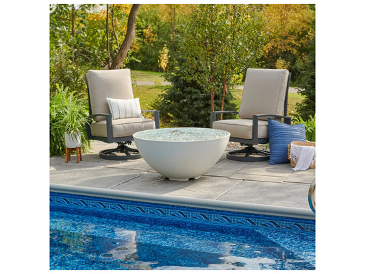 Outdoor Greatroom - 42’’ Width - Cove Edge Concrete White Cove Gas Fire Pit Bowl - Direct Spark Ignition NG