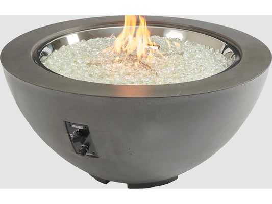 Outdoor Greatroom - 42’’ Wide - Cove Supercast Concrete Fire Pit Bowl - Midnight Mist - Direct Spark Ignition NG