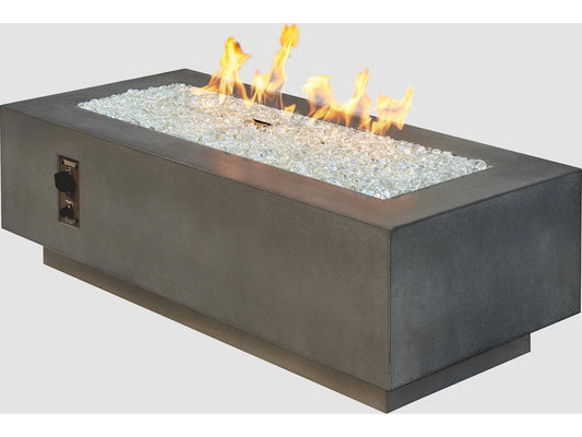 Outdoor Greatroom - 54’‘W x 24’'D - Cove Supercast Concrete Rectangular Linear Gas Fire Pit Table - Direct Spark Ignition NG