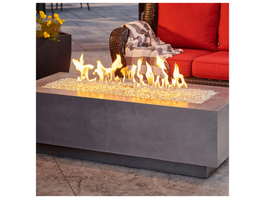 Outdoor Greatroom - 54’‘W x 24’'D - Cove Supercast Concrete Rectangular Linear Gas Fire Pit Table - Direct Spark Ignition NG