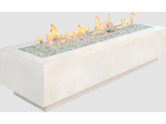 Outdoor Greatroom - 72’‘W/24’'D - Cove Supercast Concrete White Rectangular Linear Gas Fire Pit Table - 465 lbs