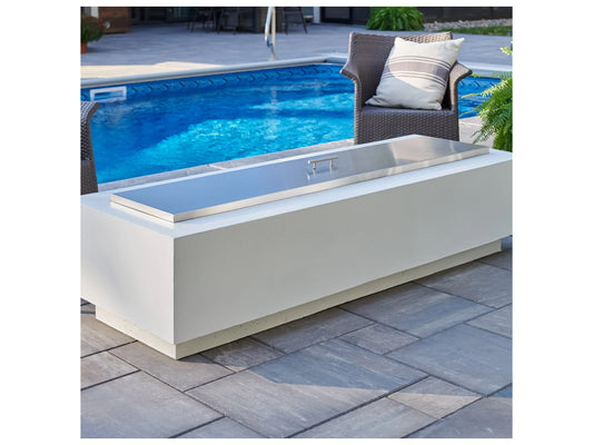 Outdoor Greatroom - 72’‘W/24’'D - Cove Supercast Concrete White Rectangular Linear Gas Fire Pit Table - 465 lbs