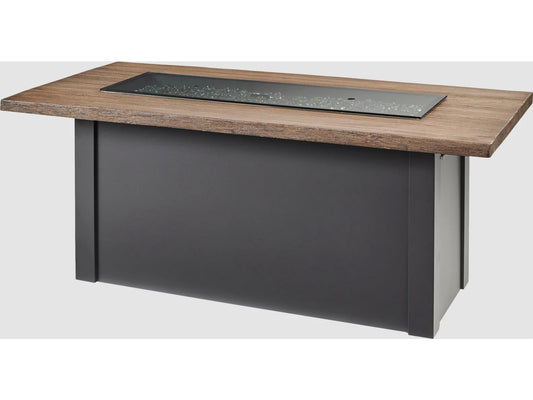 Outdoor Greatroom - 62’‘W x 30’'D - Havenwood Steel Graphite Grey Rectangular Driftwood Everblend Top Gas Fire Pit Table with Direct Spark Ignition