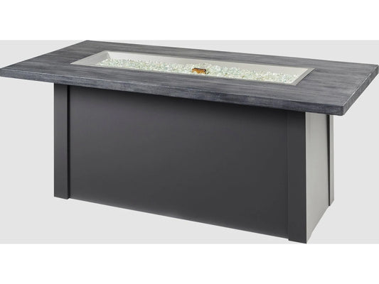 Outdoor Greatroom - 62’‘W x 30’'D - Havenwood Steel Graphite Grey Rectangular Carbon Grey Everblend Top Gas Fire Pit Table