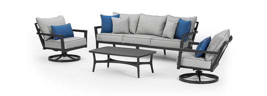 RST Brands - Venetia™ 4 Piece Sunbrella® Outdoor Motion Seating Set - Gray