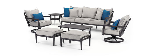 RST Brands - Venetia™ 7 Piece Sunbrella® Outdoor Motion Seating Set - Gray