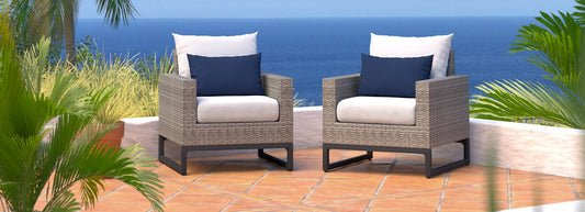 RST Brands - Milo™ Gray Set of 2 Sunbrella® Outdoor Club Chairs | OP-PECLB2-MILO-G