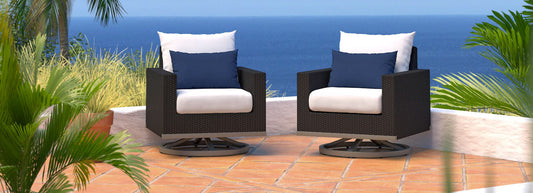 RST Brands - Milo™ Espresso Sunbrella® Outdoor Motion Club Chairs | OP-PECLB2M-MILO-E