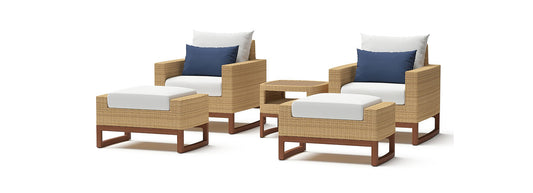 RST Brands - Mili™ 5 Piece Sunbrella® Outdoor Club Chair & Ottoman Set | OP-PECLB5-MIL