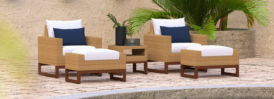 RST Brands - Mili™ 5 Piece Sunbrella® Outdoor Club Chair & Ottoman Set | OP-PECLB5-MIL