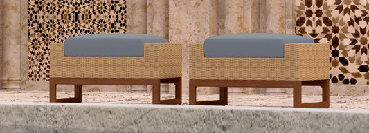 RST Brands - Mili™ Set of 2 Sunbrella® Outdoor Club Ottomans | OP-PECLBOTTO2-MIL