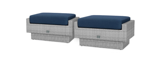 Portofino® Comfort Set of 2 Sunbrella® Outdoor Club Ottomans - Laguna Blue