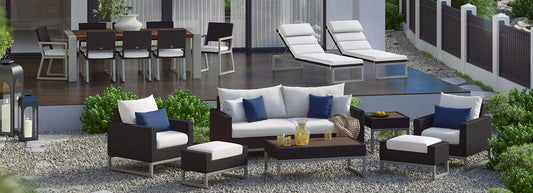 RST Brands - Milo™ Espresso 18 Piece Sunbrella® Outdoor Estate Set