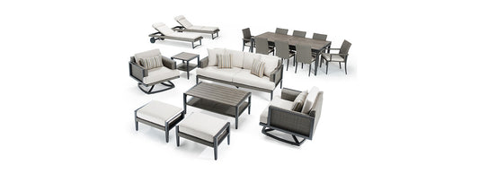 RST Brands - Vistano® 18 Piece Sunbrella® Outdoor Estate Dining Collection - Canvas Flax