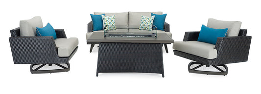 RST Brands - Portofino® Casual 4 Piece Sunbrella® Outdoor Motion Fire Seating Set | OP-PESS4MFT-PORV