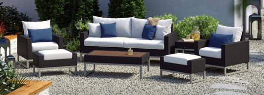 RST Brands - Milo™ Espresso 7 Piece Sunbrella® Outdoor Deep Seating Set | OP-PESS7-MILO-E