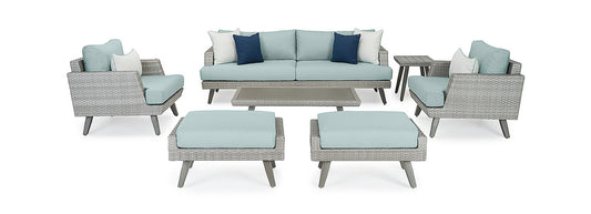 RST Brands - Portofino® Casual 7 Piece Sunbrella® Outdoor Seating Set - Spa Blue