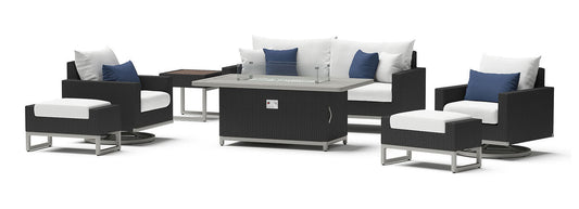 RST Brands - Milo™ Espresso 7 Piece Sunbrella® Outdoor Motion Fire Set | OP-PESS7MFT-MILO-E