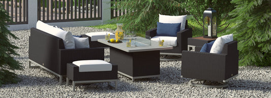 RST Brands - Milo™ Espresso 7 Piece Sunbrella® Outdoor Motion Fire Set | OP-PESS7MFT-MILO-E