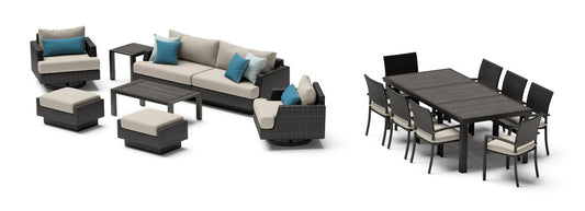 RST Brands - Portofino® Repose 17 Piece Sunbrella® Outdoor Motion Wood Estate Set | OP-PSEST17M-PORVII