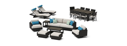 RST Brands - Portofino® Comfort 19 Piece Sunbrella® Outdoor Motion Wood Estate Set | OP-PSEST19M-PORIII