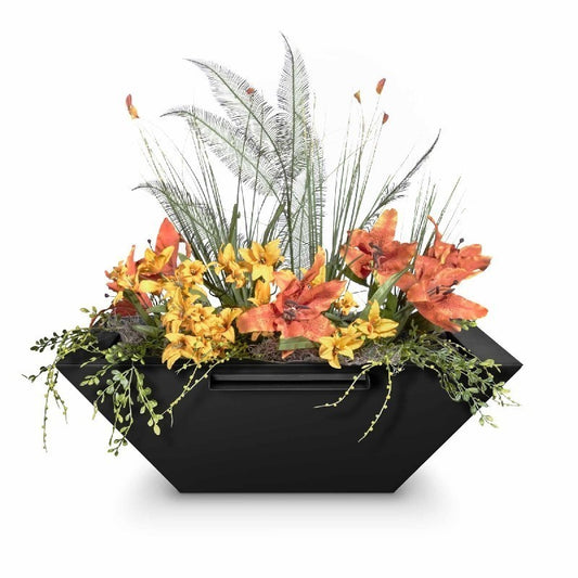 The Outdoor Plus - 24" Square Maya Planter & Water Bowl - GFRC Concrete - OPT-24SPW