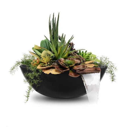 The Outdoor Plus - 27" Round Sedona Planter & Water Bowl - GFRC Concrete - OPT-27RPW