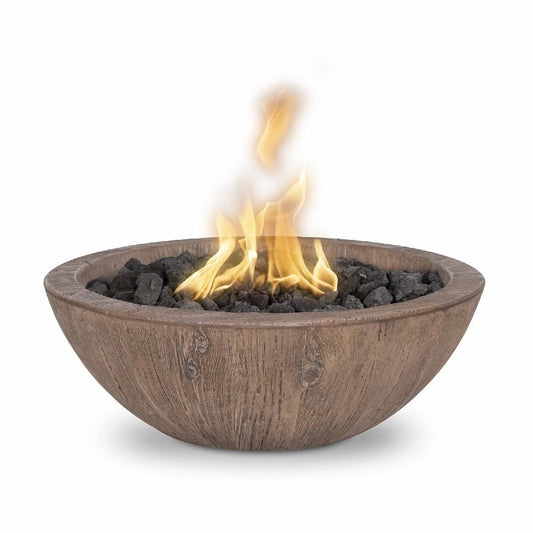 The Outdoor Plus - 27" Round Sedona Fire Bowl - Wood Grain GFRC Concrete - NG, LP - OPT-27RWGFO