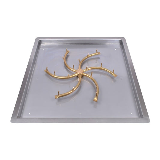 The Outdoor Plus - 36"x36" Square Drop-in Pan and 30" Brass Triple 'S' Bullet Burner - NG, LP - OPT-BP36SD