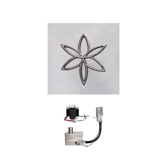 The Outdoor Plus - 18" x 18" Square Flat Pan & 12" Lotus Stainless Steel Burner - NG, LP - OPT-FSLB18E12