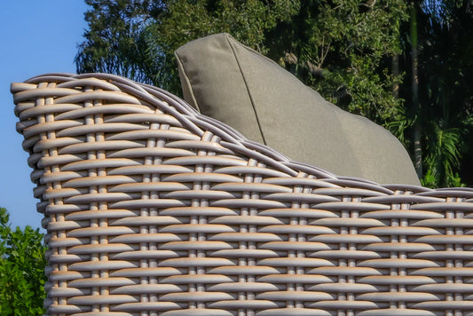 OUTSY - Anna 79 X 59 Inch Outdoor Wicker Aluminum Frame Extra Large Double Sun Lounger in White and Grey - 0AAN-SL-XL-WH