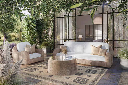 OUTSY - Katalina 3-Piece Outdoor and Backyard Poly Hyacinth Furniture Set with Aluminum Frame - 0AKA-08-BR-R