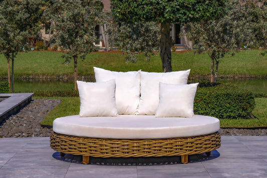 OUTSY - Katalina 66 Inch Round Poly Hyacinth Sun Lounger - 0AKA-RSL-BR-R