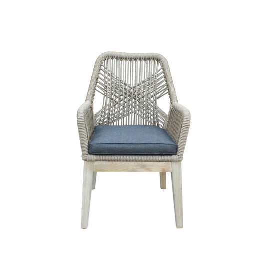 OUTSY - Santino Wood, Aluminum, and Rope Dining Chair with Cushion (Set Of 2) - 0ASAN-WDC-GR