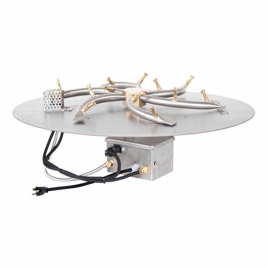 The Outdoor Plus - 18" Round Flat Pan and 8" Brass Triple 'S' Bullet Burner - OPT-BFP18R