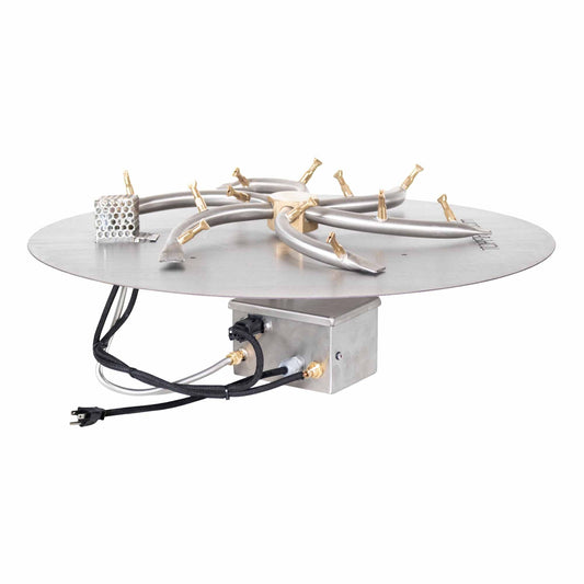 The Outdoor Plus - 18" Round Flat Pan and 12" Brass Triple 'S' Bullet Burner - OPT-BFP182R