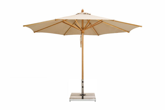 Woodline - 11.5’ Round Pulley Lift Umbrella, Aluminum/Eucalyptus - Bravura, Easilift, Safari, Pacific, Elegance - SA35RE