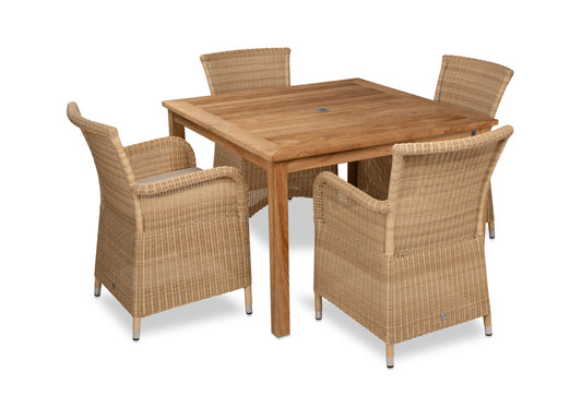 CO9 Design - Savannah Natural Wicker Dining Chair w/ Wheat Cushion - Set of 2