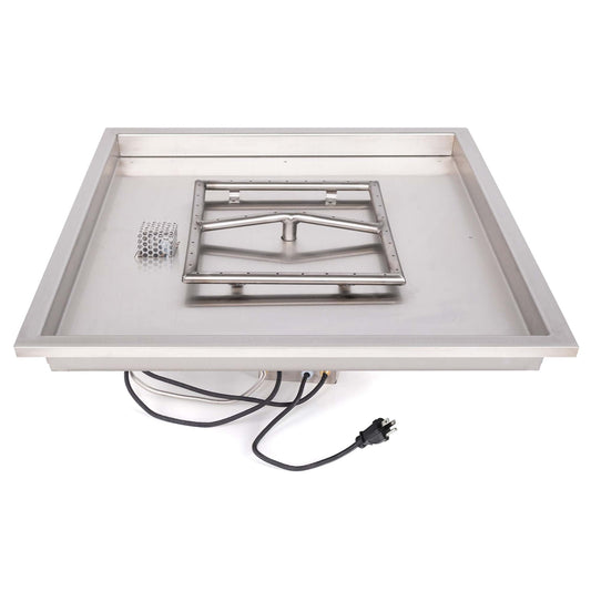 The Outdoor Plus - 18" Square Raised Lip Drop-in Pan & 12" Stainless Steel Square Burner - OPT-RLSQR18