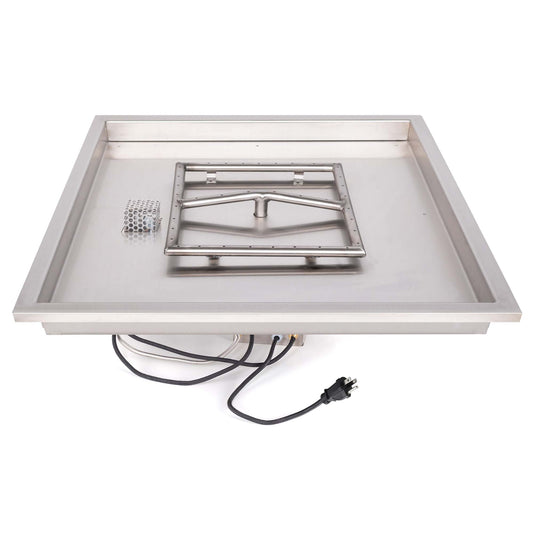 The Outdoor Plus - 16.5" Square Raised Lip Drop-in Pan & 12" Stainless Steel Square Burner - OPT-RLSQR16