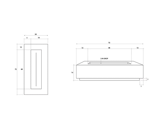 Prism Hardscapes - 72" Tavola 72 65,000 BTU NG/LP Rectangular Fire Pit Table